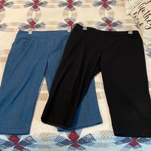Stretch Denim and black fabric capris sz 12-14 (L)